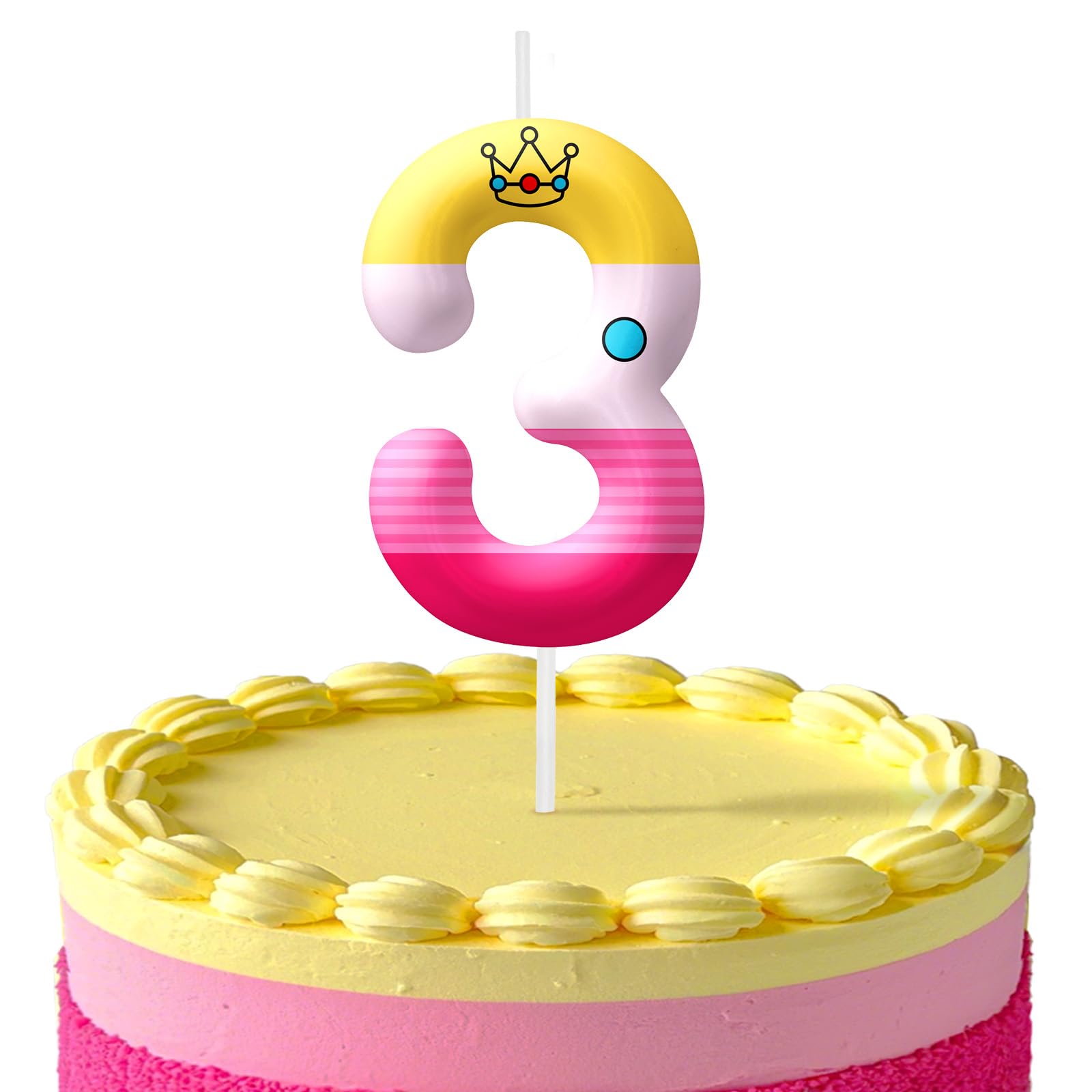 Pink Cartoon Birthday Candles, Number 3 Candle Pink Themed Birthday Party Supplies, 2.4 inch Birthday Candles for Cake Topper Party Decorations, Birthday Decorations for Boys Girls (Number 3)