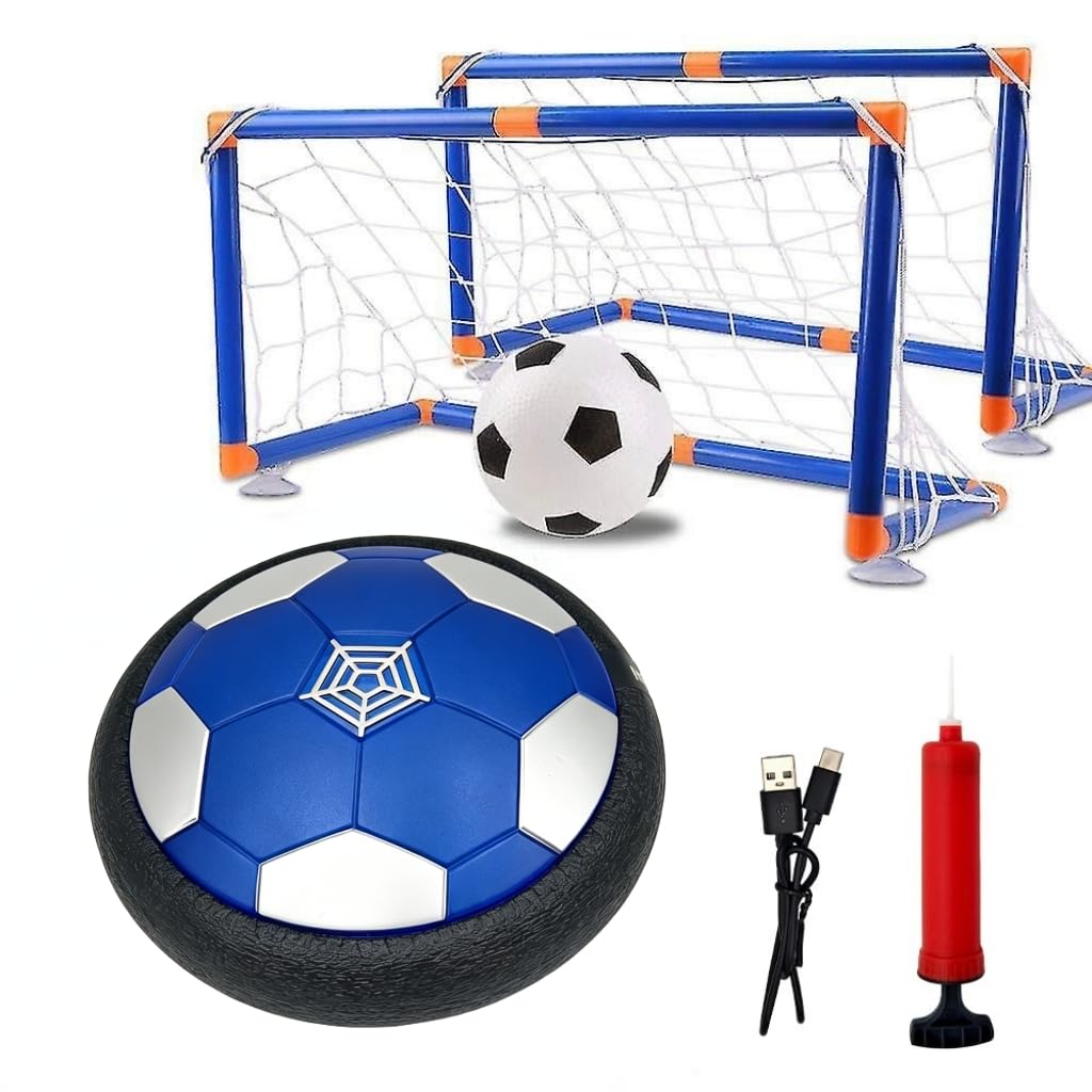 NIWWIN Air Power Soccer Ball, Rechargeable Hover Ball with LED Lights, Includes Net and Goal to Simulate a Soccer Game, Indoor and Outdoor Toy for Children Ages 3-12.