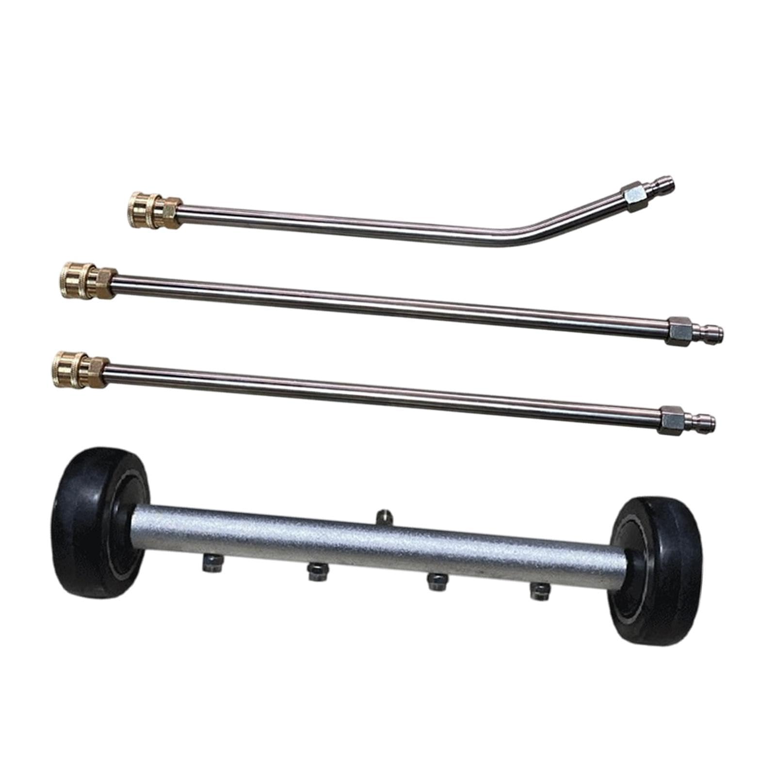 Limpiador de Chasis Lavadora a Presión Barrido Agua Conexión Rápida Boquillas 1/4 Ruedas Extensibles Adecuado para Autos SUV Pasillos Terrazas, Negro