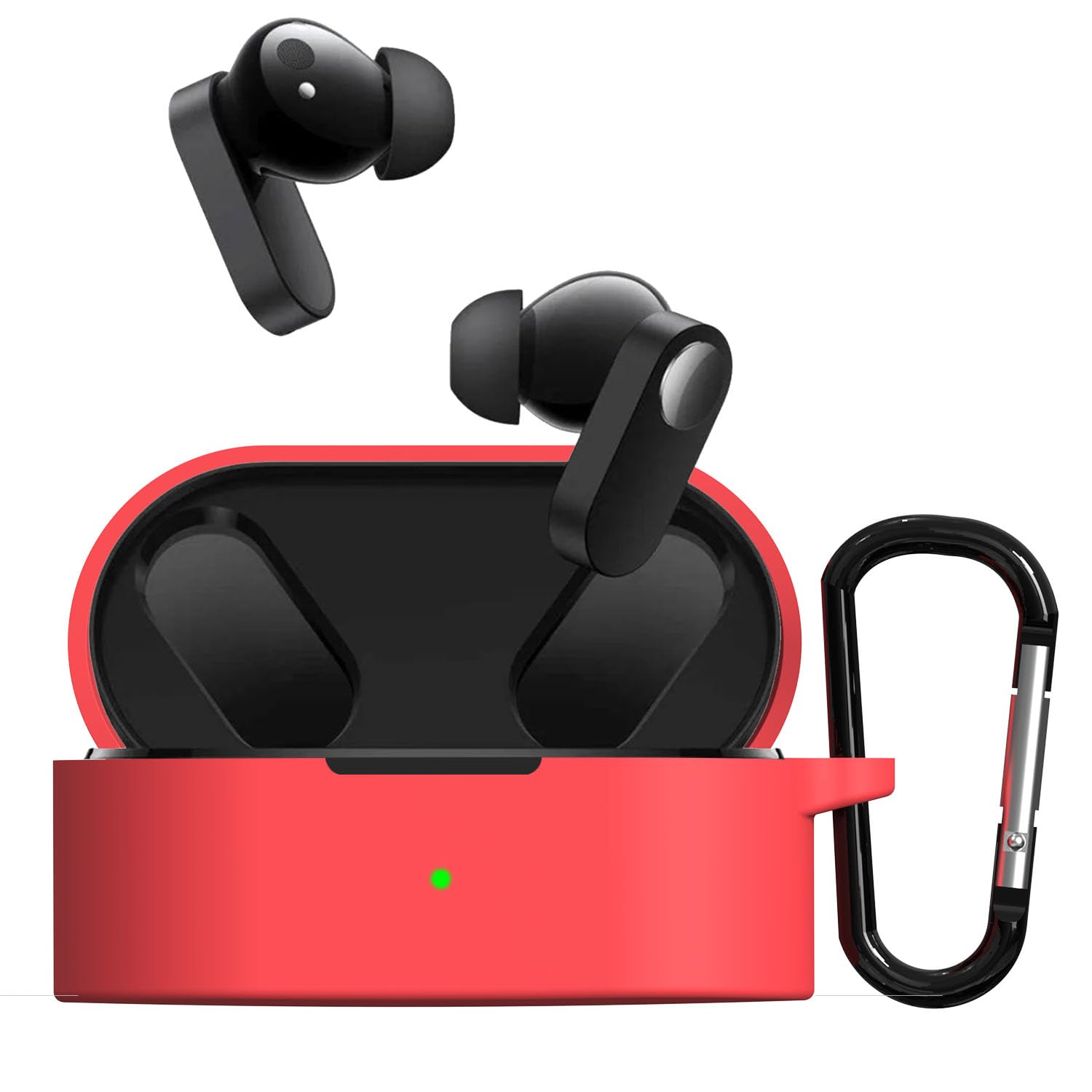 Sounce Case Silicone Cover Compatible with Keychain for OnePlus Nord Buds Offers Full Protection Shockproof and Anti-Fall Anti Dust(Silicone_Red)-picture-22