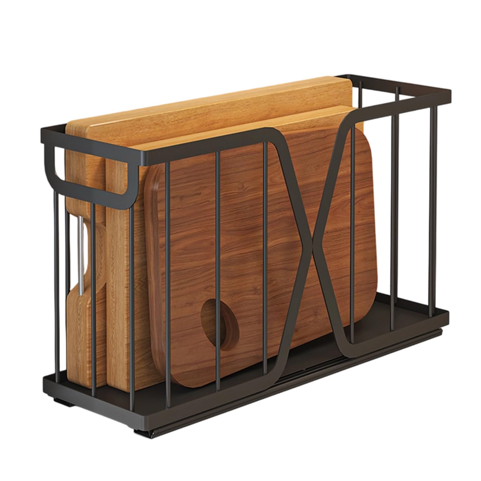 Rangement Tiroir Extensible pour Évier – Panier Coulissant en Métal Robuste pour Casseroles, Pots et Épices – Installation sans Outils – Noir (Lot de 2 Pièces)