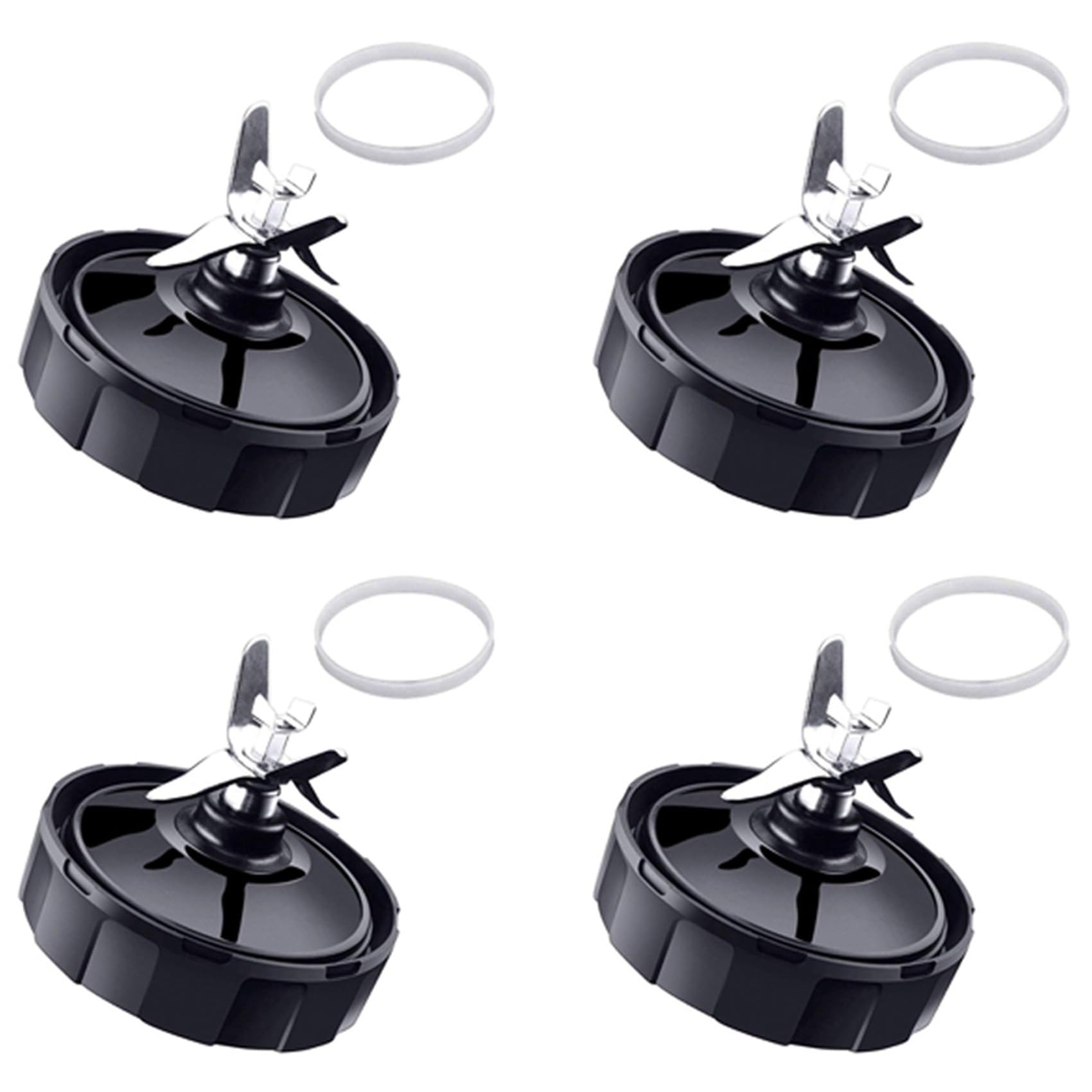 Hndhbfgrt 4X 7 Fins Extractor Blades for Blender Parts with Washer Rubber for Auto IQ BL486 BL642 N102 BL682