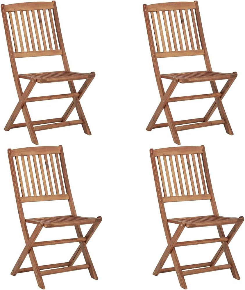 vidaXL 4X Madera Maciza de Acacia Sillas de Jardín Plegables Sillón Exterior Terraza Balcón Patio Asiento Butaca Muebles Mobiliario