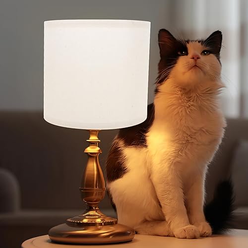 Miniatura 3 de LALAFINA 2 piezas de tambor de la lámpara de lino cubierta de la lámpara de tela pantalla de tambor pantalla para lámpara de mesa, lámpara de noche,