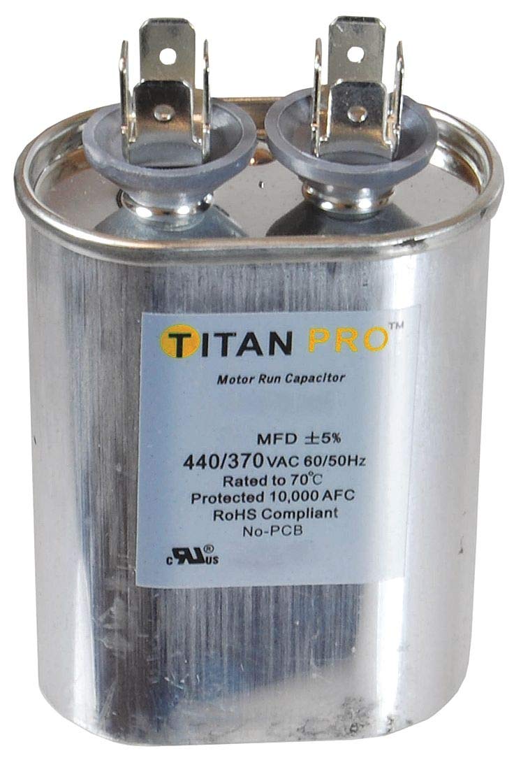 Titan Pro Oval Motor Run Capacitor, 5 Microfarad Rating, 370-440VAC Voltage - TOCF5, (Pack of 5)