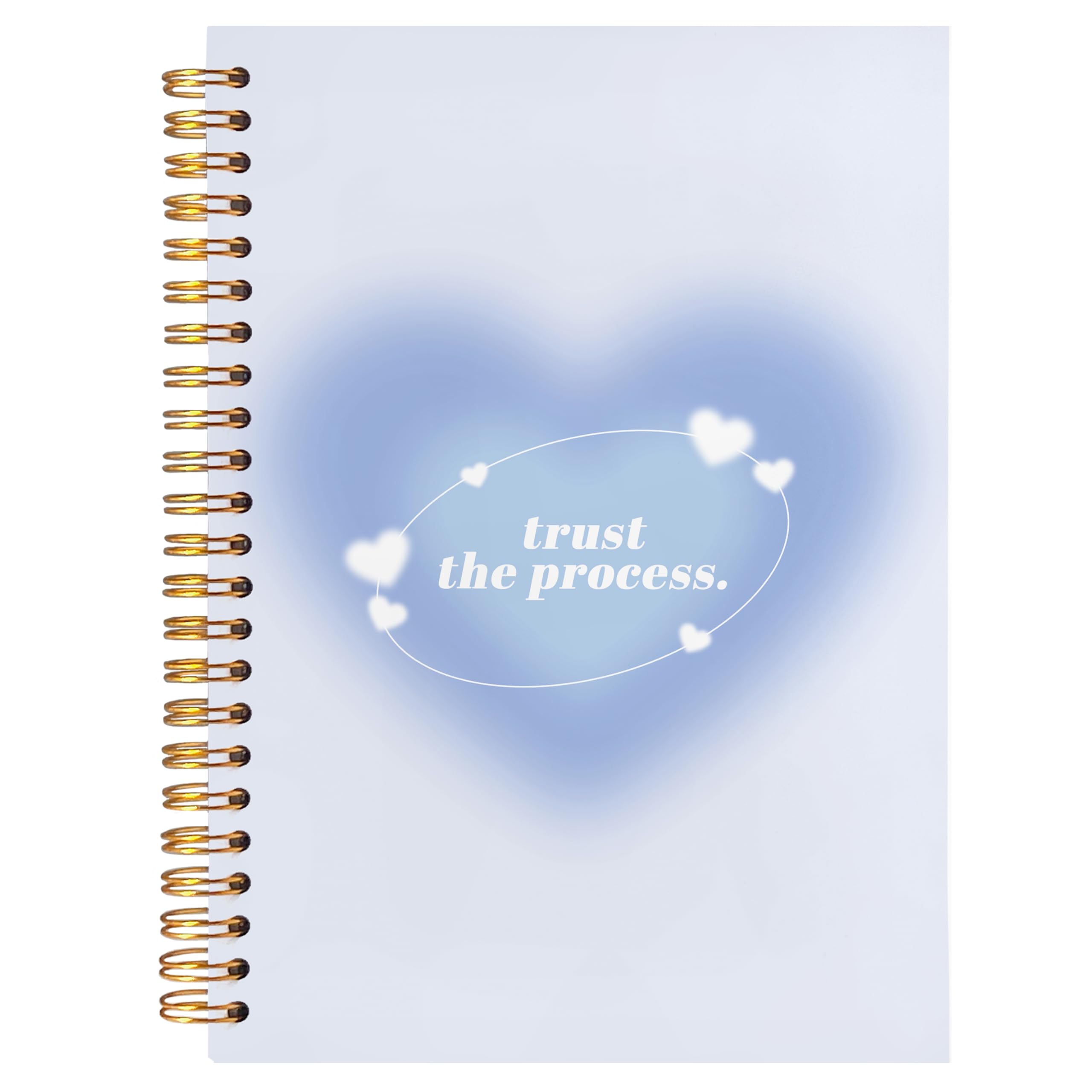 BearCake Trendy Y2K Blue Aura Preppy Notebook Journal, Trust the Process Inspirational Notebooks, Aesthetic Notebooks, Blue Aesthetic Office Supplies, Hardcover Spiral Notebook 5.5x8.3