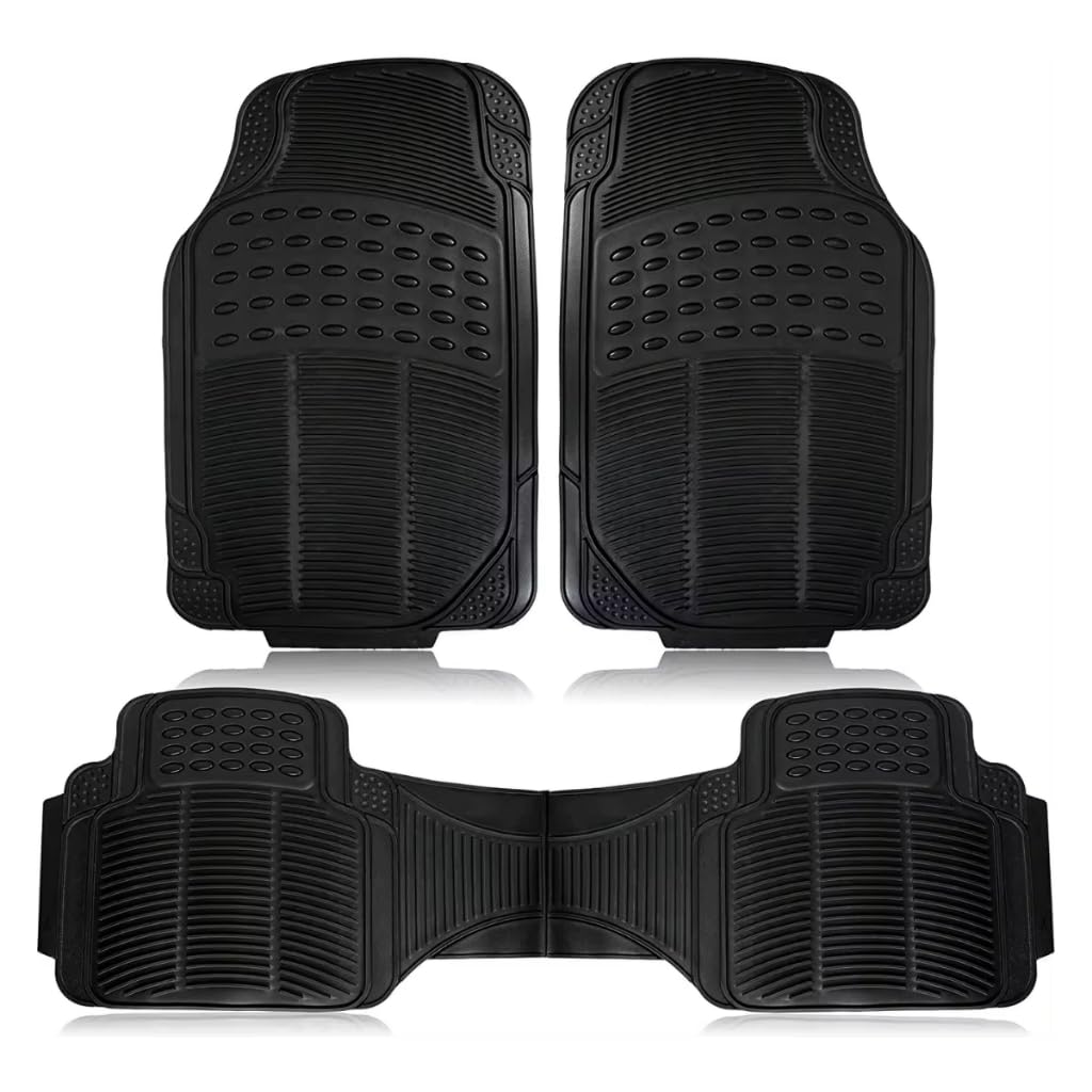 Jogo Tapete Automotivo de Borracha Universal 3 Peças Preto Antiderrapante com Bordas