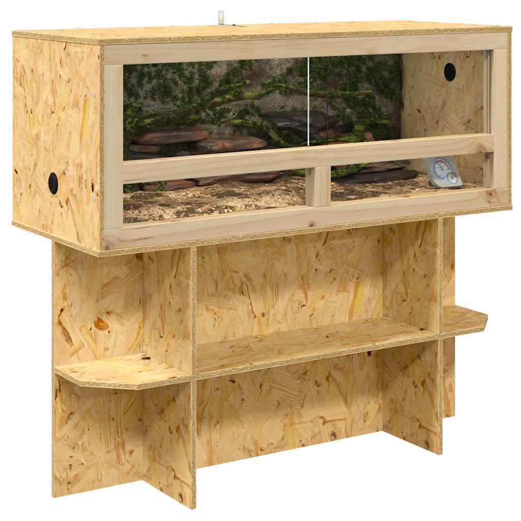 Base per terrario con mensola in robusto legno OSB marrone, 100 x 40 x 50 cm, per rettili e anfibi, adatta per interni, versatile, durevole, con spazio di archiviazione e design rustico