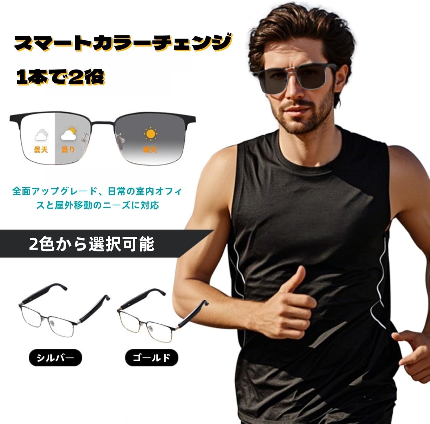 Amazon.co.jp: 2026新登場 Bluetooth スマートグラス 骨伝導オーディオ