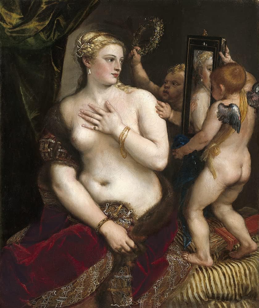 ArtDirect Venus with a Mirror (C. 1555) 36x43 UnFramed Museum Art Print Poster Ready for Framing by Titian (Italian, c. 1488-1576)