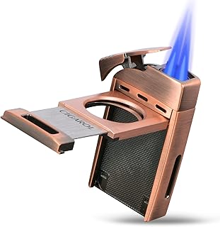 Lighter, Double Jet Lighter with Cutter Candle Lighter, Rechargeable Butane Jet Torch Lighter,Fire Lighter for Smoking Cigar and Cigarette,Lighters Gift Suitable, Bronze(No Butane)