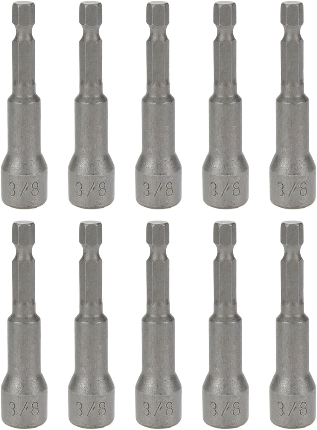Hex Shank Magnetic Power Nut Driver Bit Set 3/8" Hex Socket 2.56" Length Hex Driver Bits-10pcs