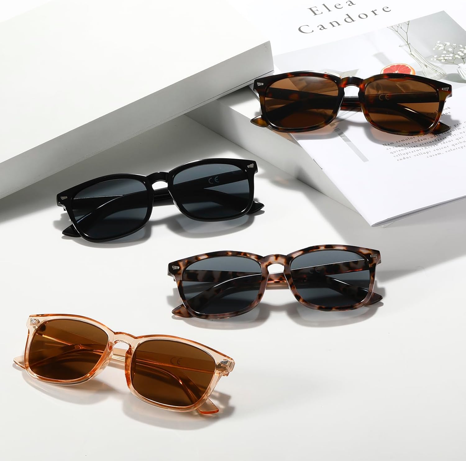 4 Pack Progressive Reading Sunglasses for Women Men, No Line Square Multifocal Sun Readers UV400 Protection - Image 6