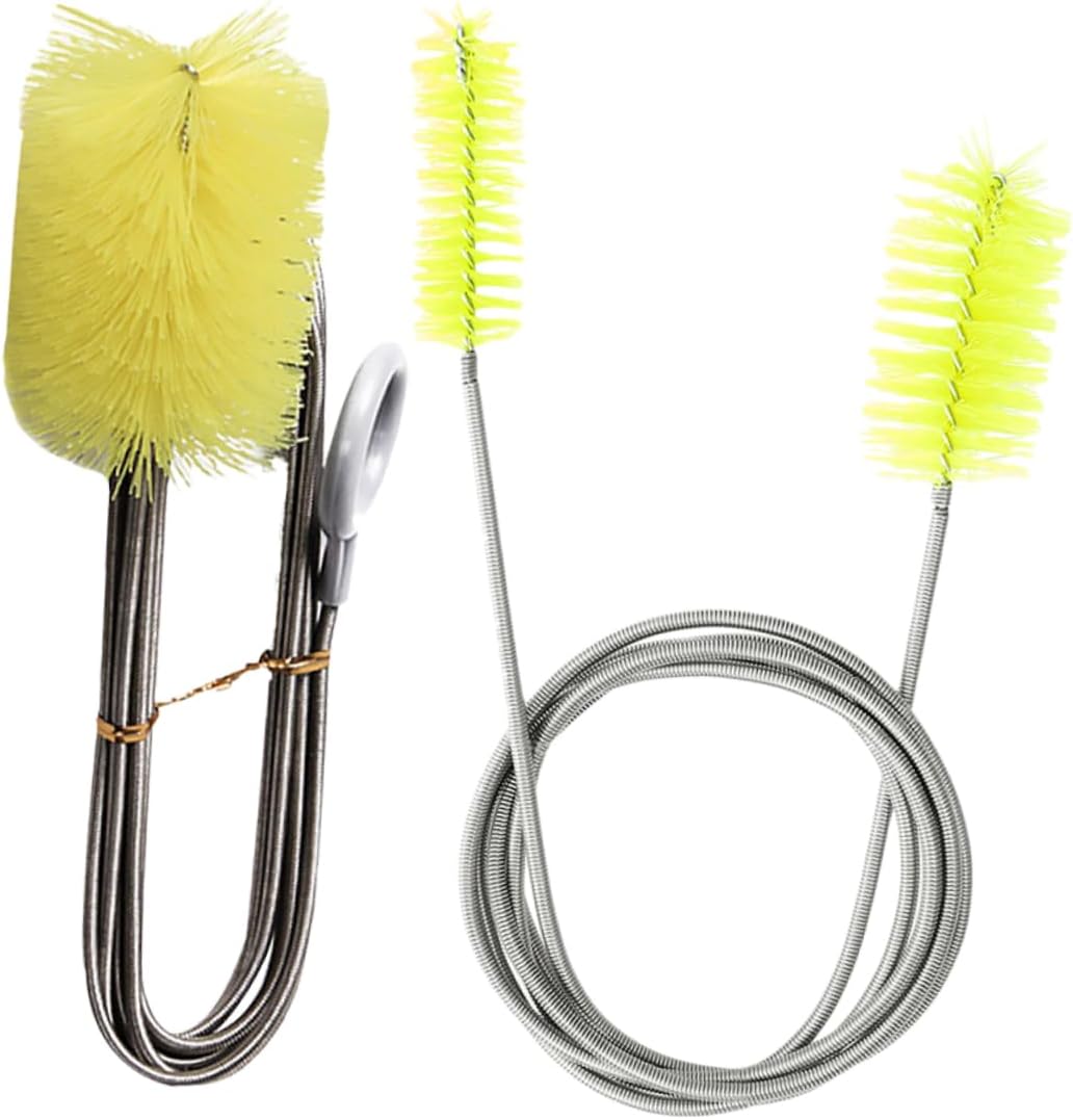2pcs Spring Cleaning Brush for Aquarium Inlet and Outlet Yellow Brushes for Fish Tank Maintenance and Pipe Cleaning