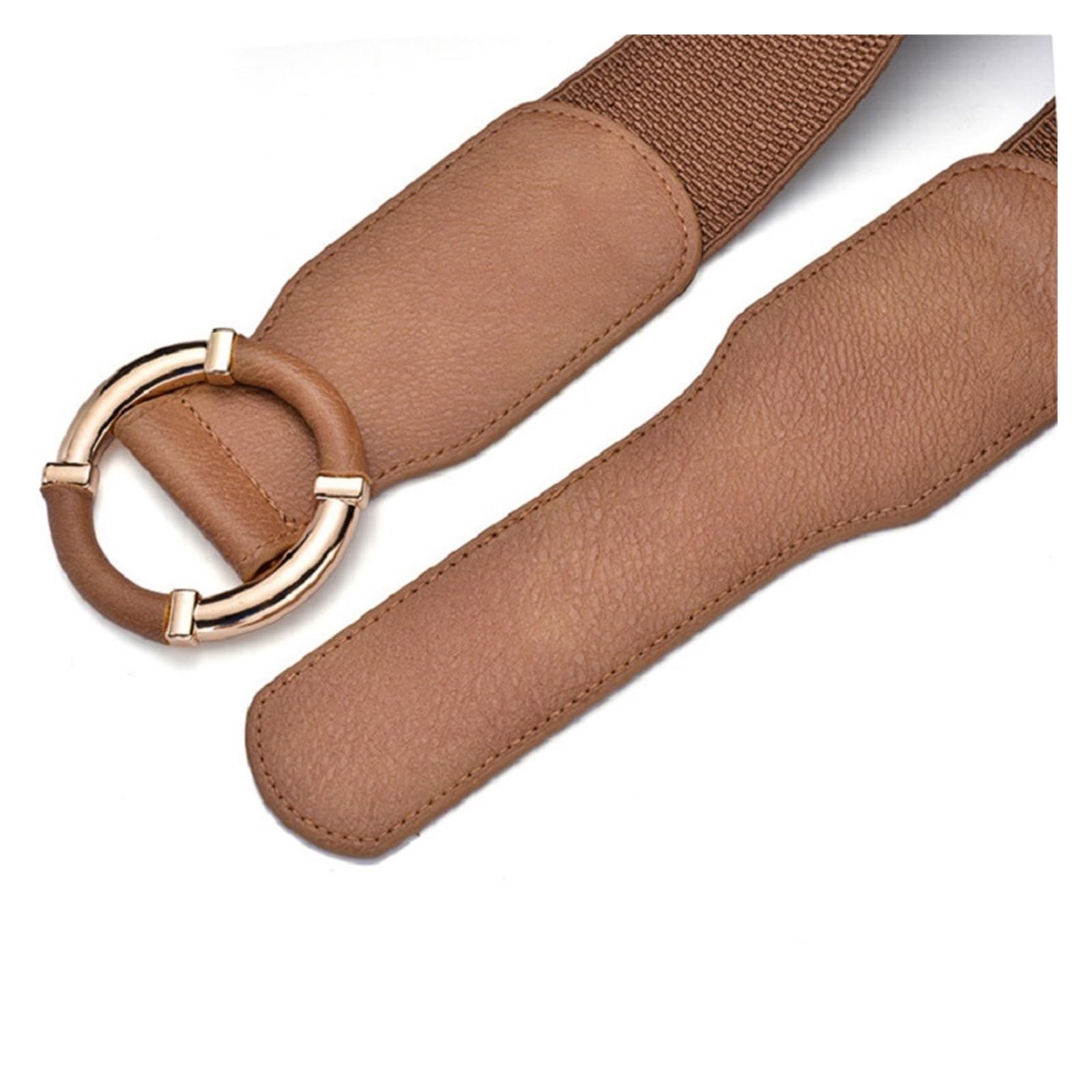 Cinturon Elastico Mujer Cinturón elástico Corsé Cinturones de cintura for mujer Tendencia Círculo dorado con hebilla Estiramiento negro ancho