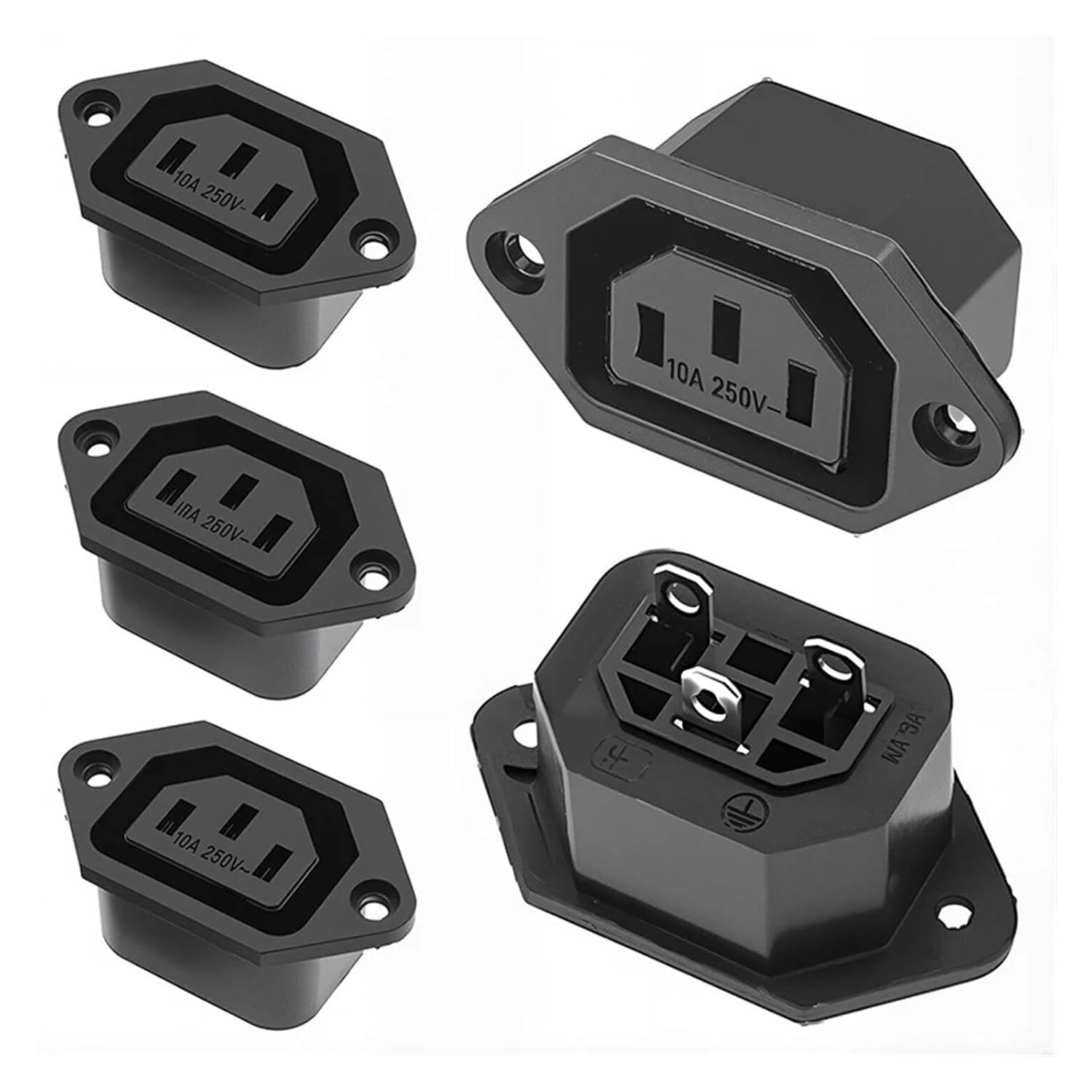 AC-04F Socket AC 250V 10A Cable Connector lEC 320 C14 Socket AC-06 Connector(5PCS)