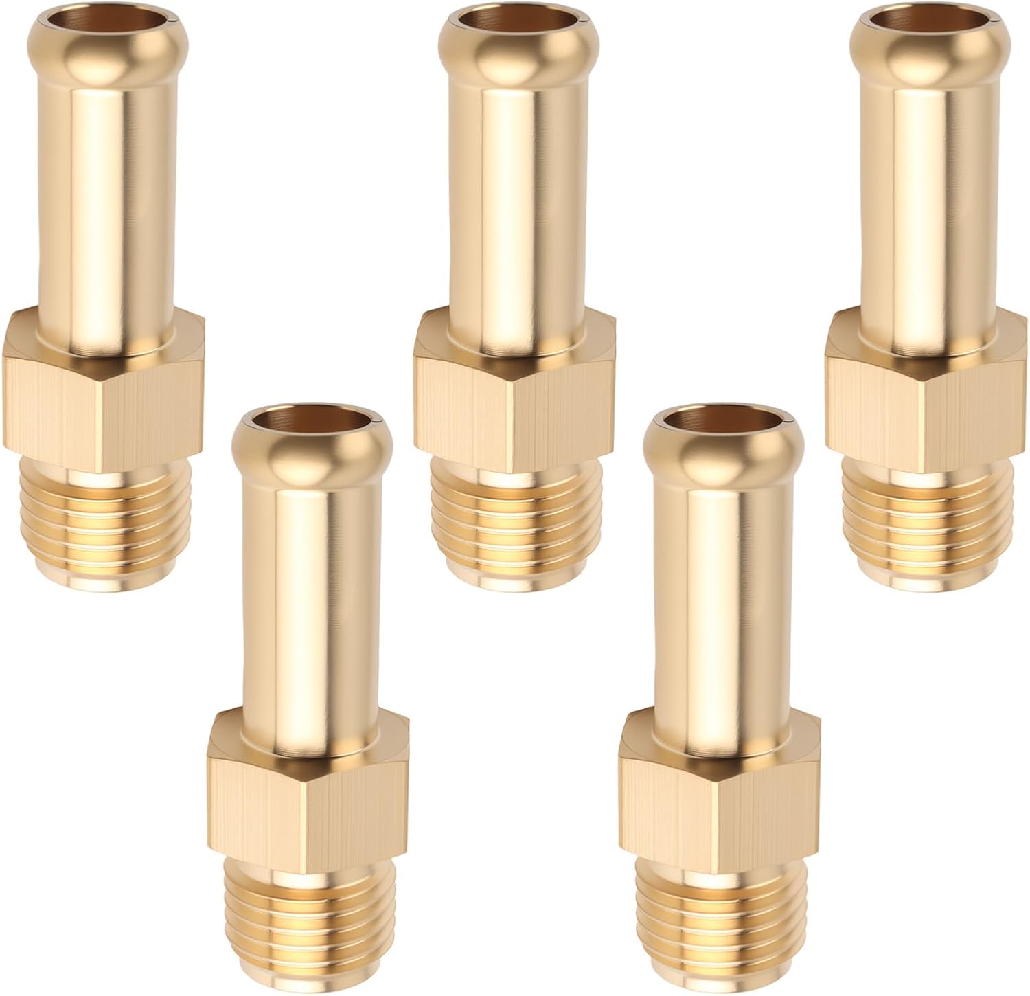 5PCS 3/8" Fuel Line Fittings,Leak-Proof Brass 3/8" Barb Fitting with 1/2-20 Male Threads for Hose Connector,Universal Fuel Line Connector for Automotive Repair & Equipment Use