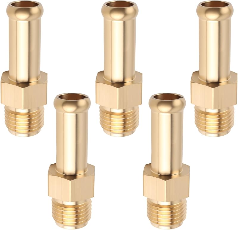 Conexões para linha de combustível Purthog em latão, espigão 3/8" e rosca macho 1/2-20 UNF – Kit com 5 unidades
