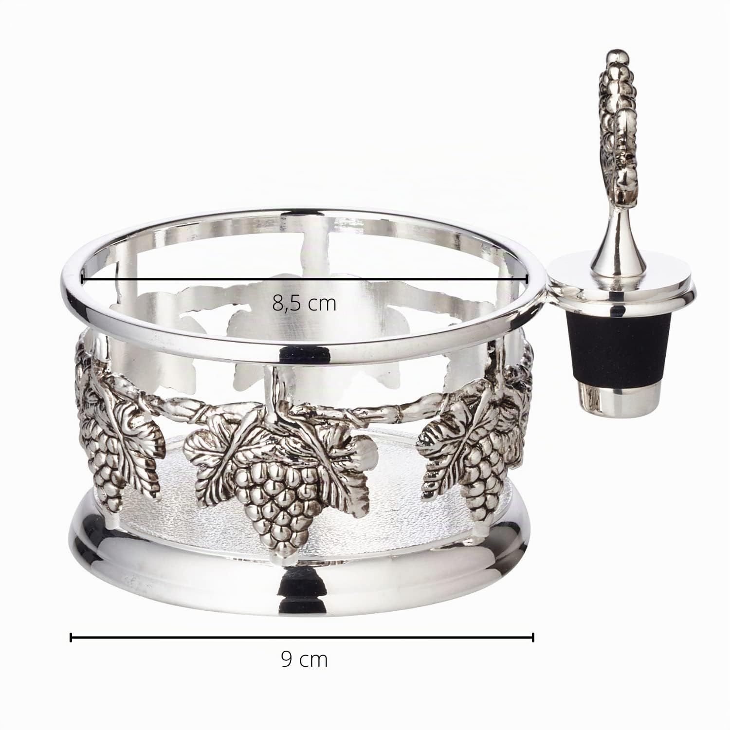 EDZARD présentoir à Bouteilles Raisins, avec Capuchon, Argent Noble, diamètre 9 cm, Hauteur 10 cm