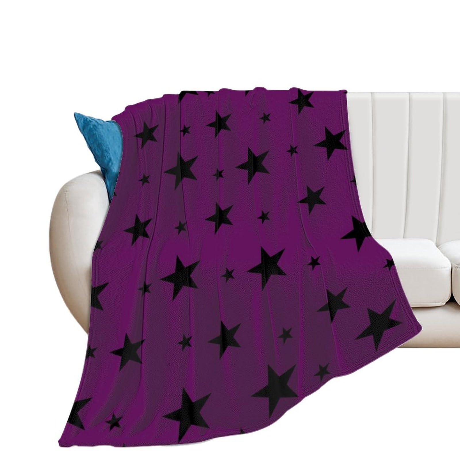 Couverture polaire étoiles noires 100x130 cm pour lit et canapé
