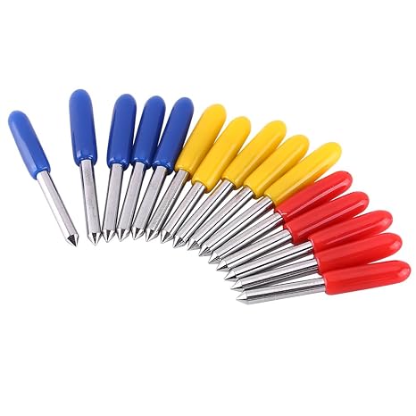 Blade Plotter Cutting Blade 15 Pieces Tungsten Steel Plotter Cutting Blade Cutting Tool 30 45 60 Degree with Holder