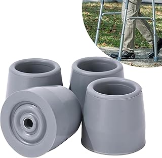 4 Pack 1 1/8 Walker Tips, Replacement Rubber Tips for Walkers, Commodes, Shower Chairs and More, Easy to Install