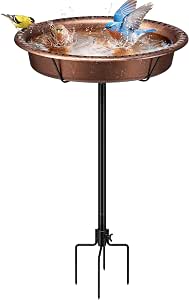 VIVOHOME Oval Bird Bath for Outside with Metal Ground Stake, Bronze
