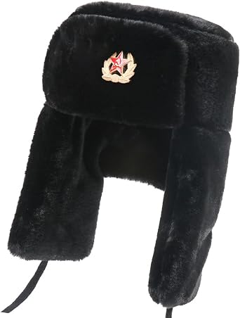 Soviet Styles Lenin Hat with Ear Flaps Winter Caps for Cold Weather Windproof Artificial Furs Hat Outdoor Activities