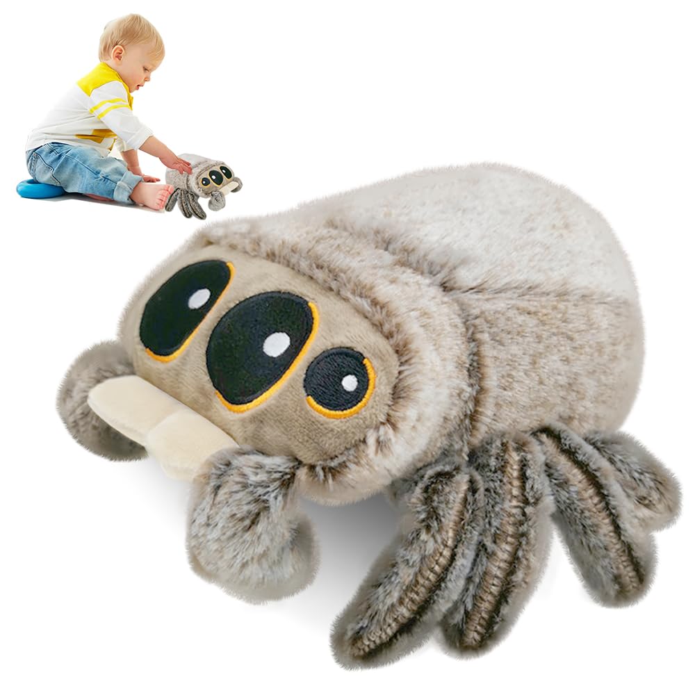 Afenau Halloween Spider Plush Toy, 7.87 in/20 cm Spider Stuffed Animal with Big Eyes, Soft & Realistic Ghost spider Toy for Kids & Adults, Halloween, Christmas, Birthdays