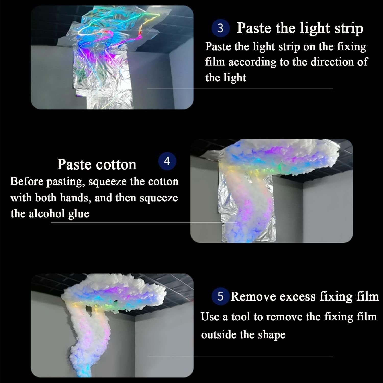 Luz Nocturna De Nube 3D, Nubes Led, Nube De Relámpagos Decoración Navideña para El Hogar Luces De Pared De Nube, Navidad Decoración Luz De Nube Led, Nubia Led, Aplique Pared Infantil 20m