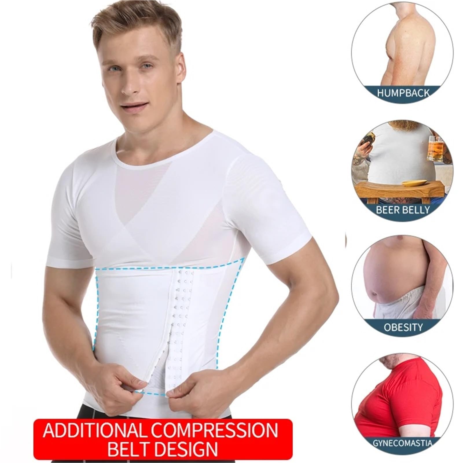 Prendas Moldeadoras Hombre Camisetas de compresión Moldeadoras for Hombre, Fajas Reductoras Abdomen, for ginecomastia, corsés, Cintura