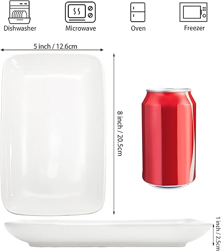 Miniatura 2 de Foraineam - Juego de 8 platos rectangulares de porcelana de 8.0 pulgadas para postres, aperitivos, ensaladas, bandejas blancas para servir