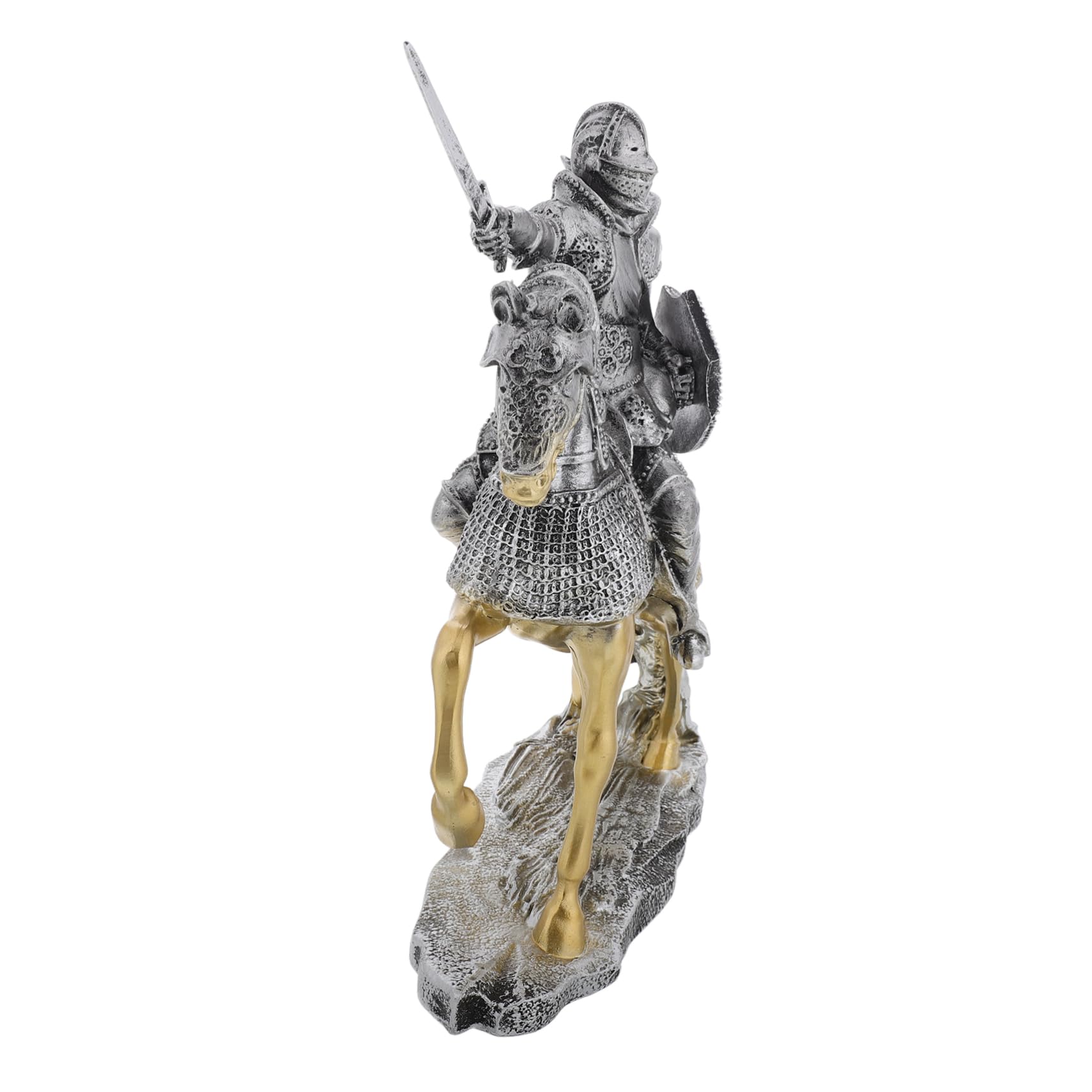 VANZACK Miniatur Ritterstatue Silber aus Kunstharz für Tischdekoration | Vintage Retro Stil, Feine Verarbeitung mit Detailreicher Ausführung, Passend als Büro und Wohnaccessoire