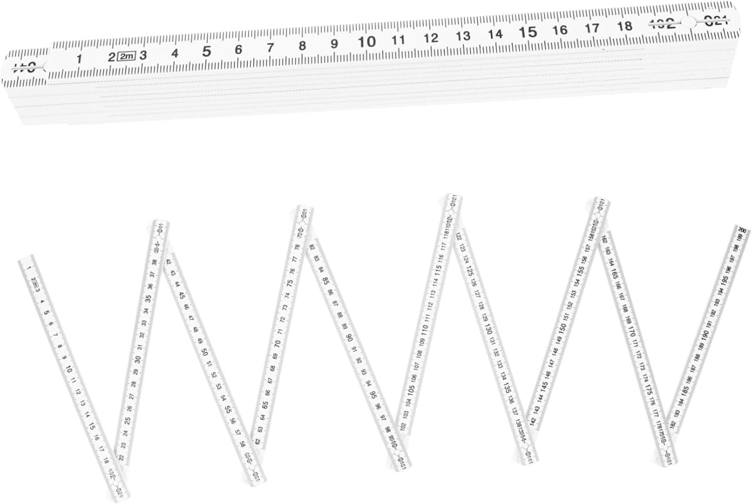 Set di 2 righelli pieghevoli, strumento di misurazione portatile, lungo 2 metri, in plastica, per misurazioni accurate, design compatto per una facile conservazione