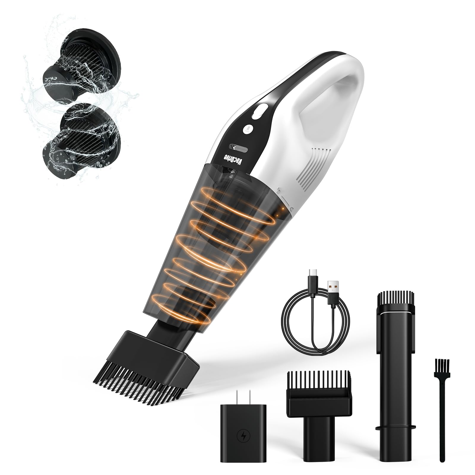 Handheld Vacuum Cordless, Portable Car Vacuum Cleaner with Strong Suction, Rechargeable Hand Held Vacuum with Multi-Nozzles & Washable Filter for Home, Car, Pet Hair, Off White-image-15