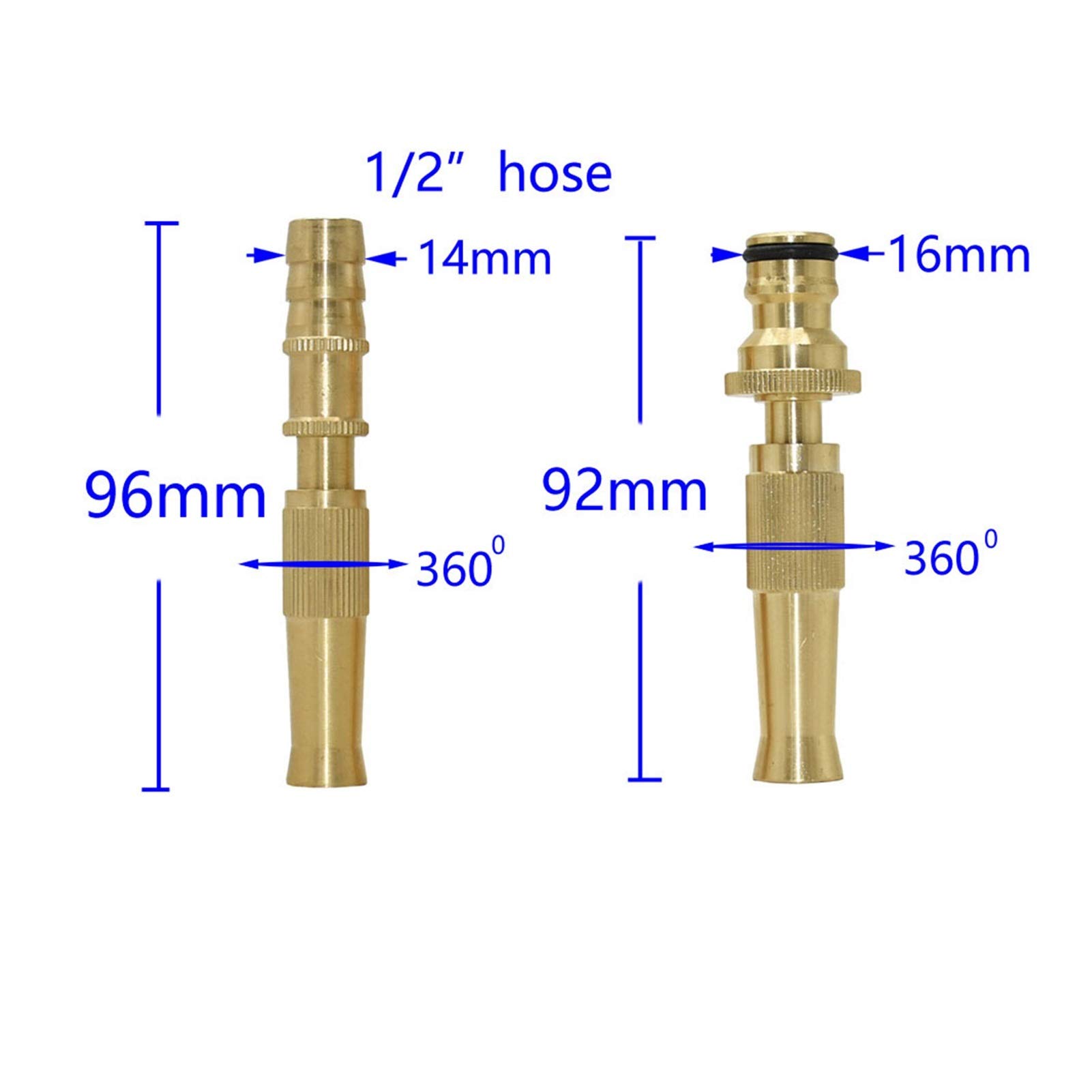 Riego del césped de rociadores 15 piezas de flujo variable de latón inyección directa de alta presión pistola de agua de alta presión 1/2 pulgada Manguera de 16 mm Conector de pezón Irrigación Boquill
