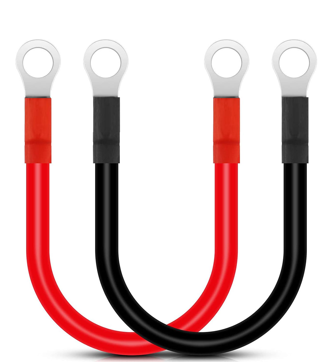 Gebildet Cavi Inverter per Batteria da 16mm² 50cm (max 100A) con Terminali Batteria, Cavi Inverter per Batteria in Rame Stagnato Rosso + Nero per Moto, Automobili, Barche Marine