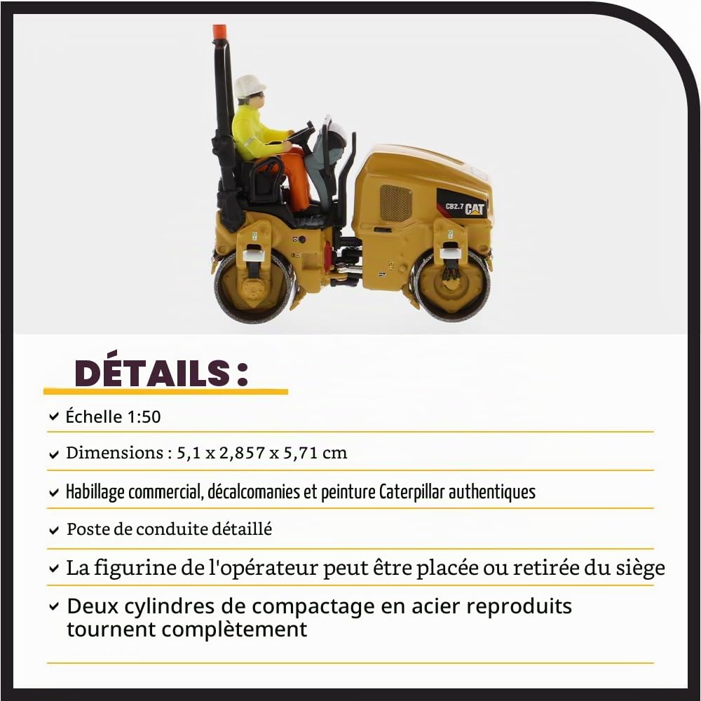 Diecast Masters 85593 - Compacteur Caterpillar CB2.7, échelle 1:50, à partir de 14 Ans, Jaune