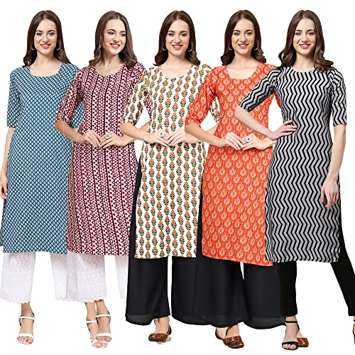 Image of Pinkmint Women's Crepe Digital Print Straight Kurta