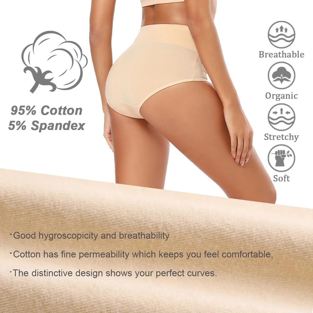 Mutande in Cotone per Donne per Flusso Abbondante Protezione Extra Slip Post-Parto Elastici Traspiranti Assorbenti Comode a Prova Di perdite Confezione da 5 Multipack 3Xl