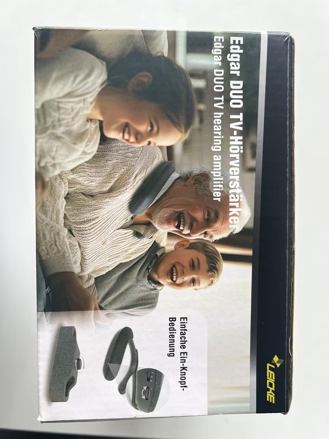 LEICKE Edgar Duo Haut-parleur TV - Casque portable sans fil avec amplificateur auditif pour personnes âgées malentendantes - Bluetooth 5.3, HDMI, entrée auxiliaire et optique TV - Amplificateur vocal