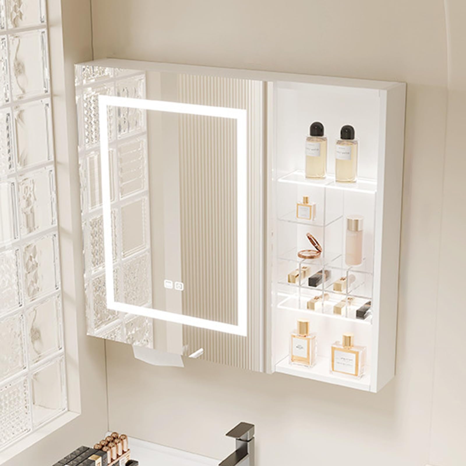 バスルーム ストア ミラーキャビネット 浴室キャビネット，楕円形 LED