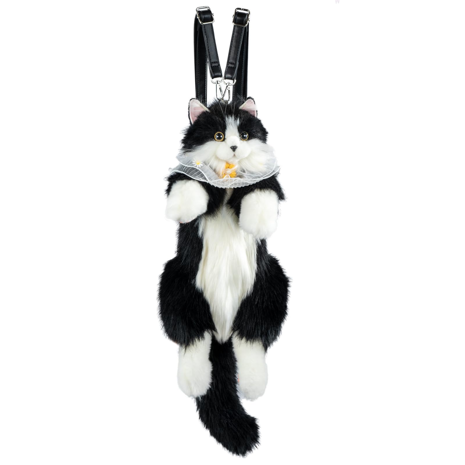 Chongker Plüschtier Katze Rucksack, Realistische Plüsch-Umhängetasche in Katzenform, Damen Katzen Plüsch Rucksack, Niedliche Schultasche, Handgefertigt Haustier Geschenke für Mädchen Kinder