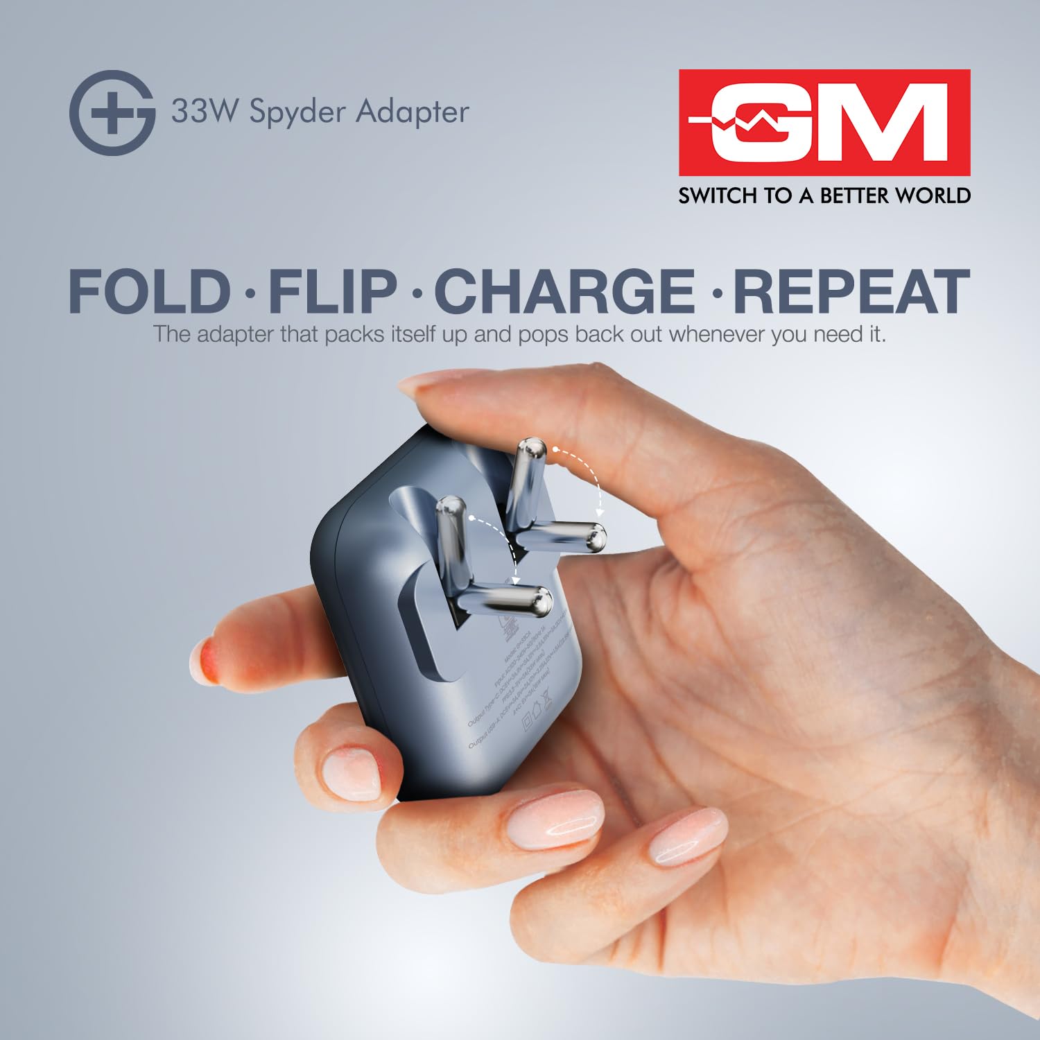 GM G+ 33W Spyder GaN Charger | Foldable Indian Pin | Travel Friendly | Type-C & USB-A Port | Advanced Protection for iPhone, Samsung, Pixel Series, Tablets, MacBook M1 |1 Year Warranty (Light Blue) — Amazon image 7