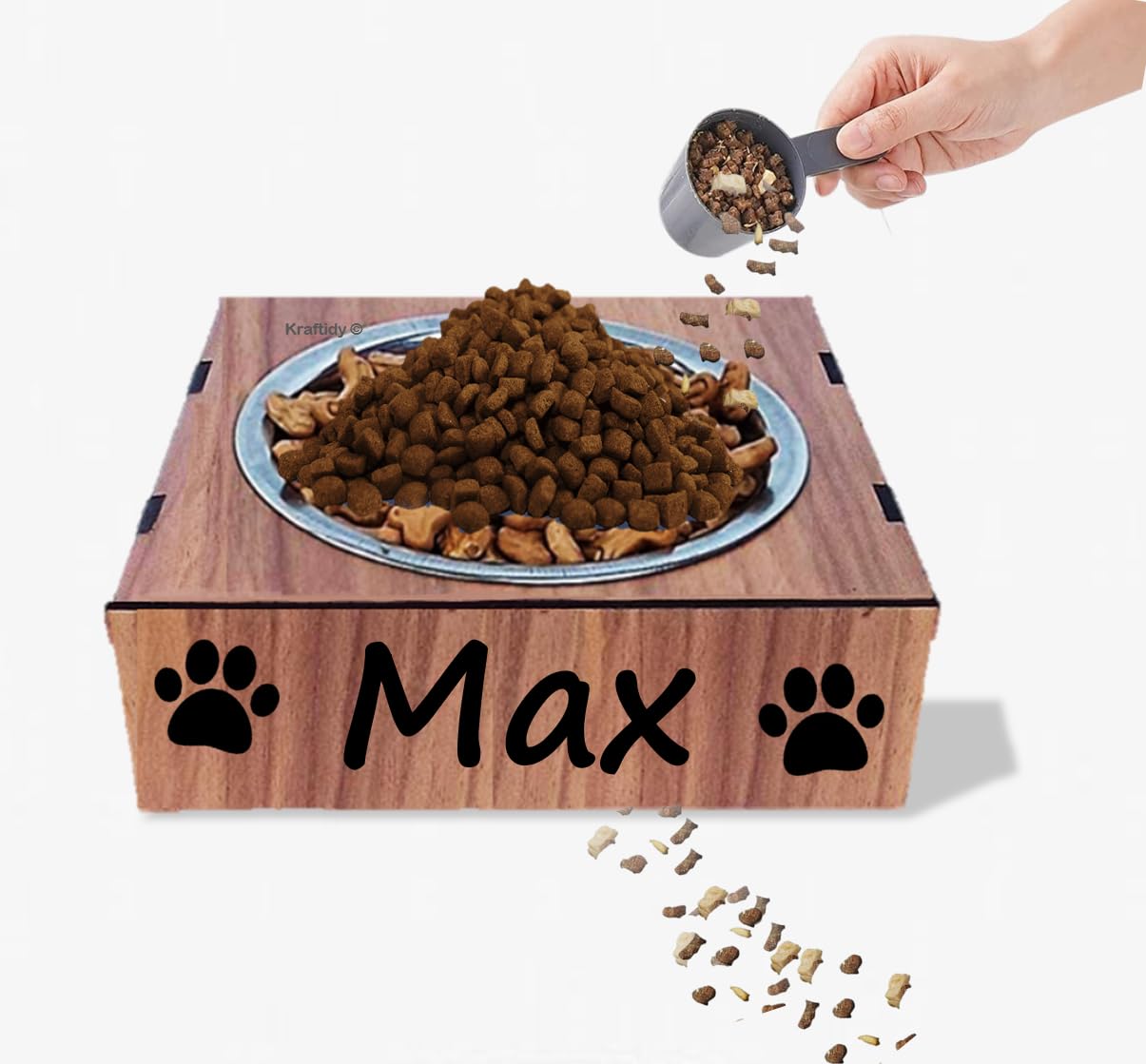 Kraftidy Dog And Cat Feeding Bowl With Name Customized For All Breeds Small Medium Or Large Adult Big Size Dogs Food Eating Or Water Bowl Pet Feeding Bowls (Wooden) (With Name) - 25 X 20 X 5 Cm (B0CHFXKDN1) Amazon Price History, Amazon Price Tracker