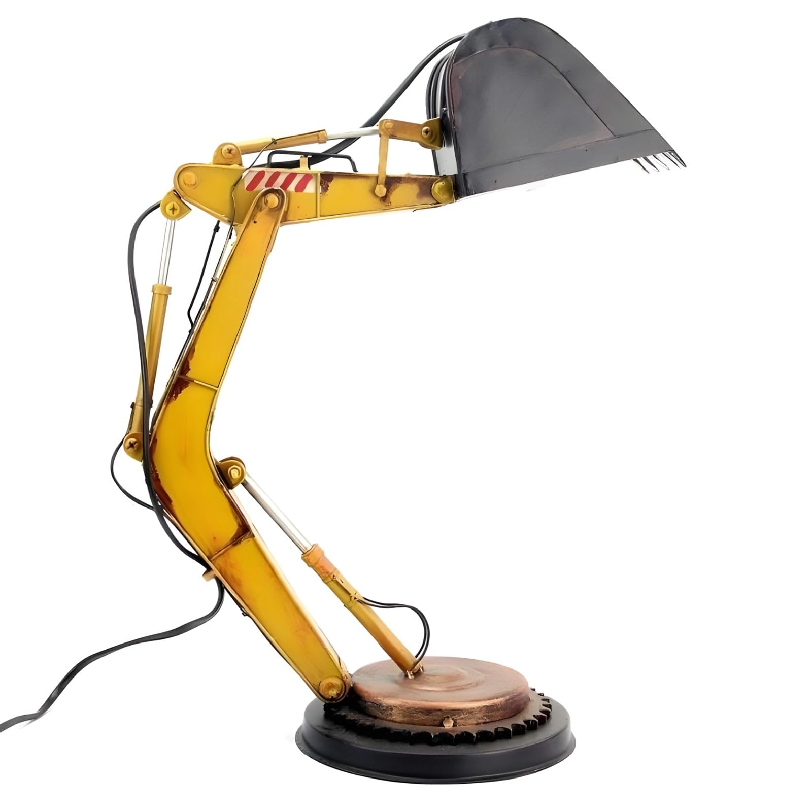 Bagger Schreibtischlampe, Retro Industrie Bagger Tischlampe mit verstellbarem Arm, LED Beleuchtung, 7.9 in/20cm Gelb Harz Konstruktion LKW Lampe für Jüngere Junge Zimmer