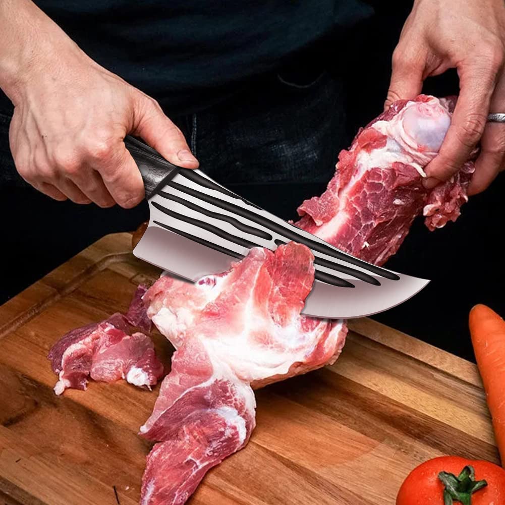 Home Safety Coltello da Macellaio, Coltello da Cucina Professionale 17cm per Disossare Forgiato a Mano per Carne Verdure Coltello per Grigliare all'aperto con Manico Ergonomico in Legno