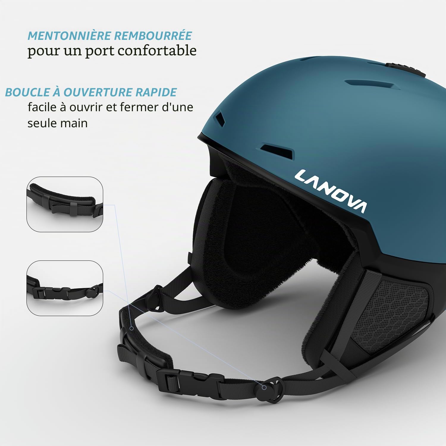 LANOVAGEAR Casque de Ski, Casque de Snowboard pour Hommes, Femmes, Jeunes, Casque Ski Ajustable pour Skating, Surf des neiges, Antichoc et Universel