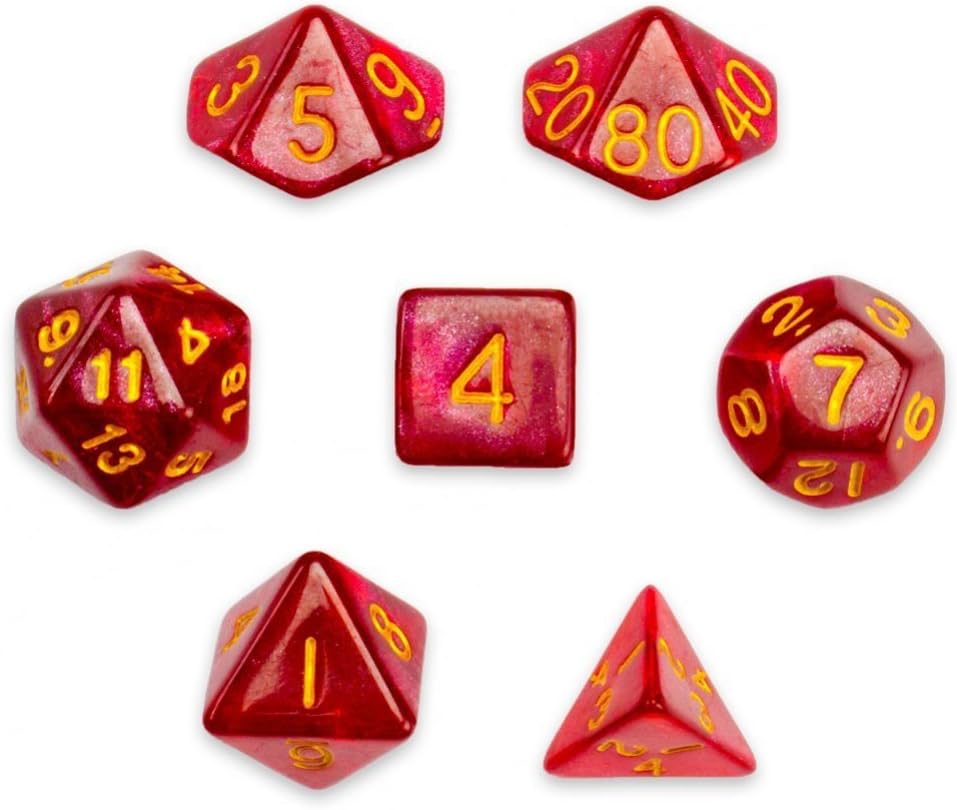 Wiz Dice Series II - Polyhedral Dice Set for Tabletop RPG Adventure Games with a Dice Bag - DND Dice Set, Suitable for Dungeons and Dragons and Dice Games Alike - Philosopher's Stone - 7 ct