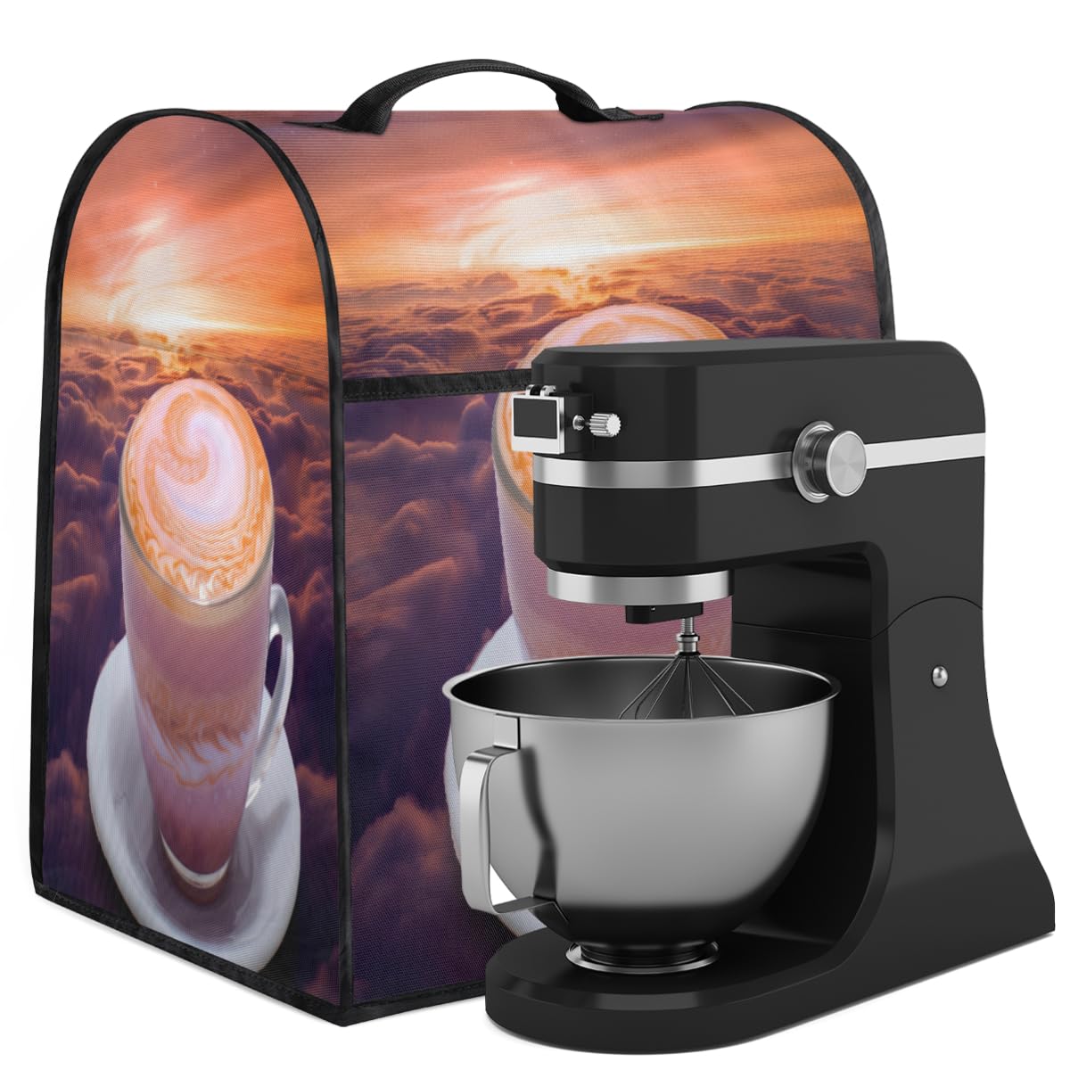 Coffee Maker Cover Coffee Pattern Kitchen Appliance Covers Small Appliance Covers Blender Cover Juicer Cover Dust Covers for Kitchen Appliances with Top Handle and Pockets,Washable,B76